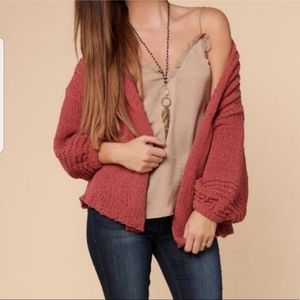 Very J Baloon Sleeve Cardigan Knit  Sweater